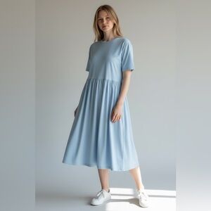 Chic Light Blue Midi Dress